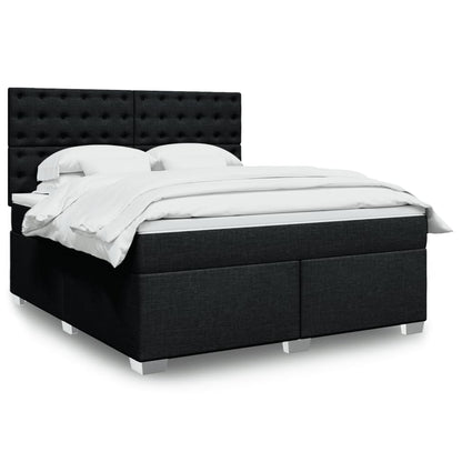 Box Spring Postel S Matrací Černá Textil Černá