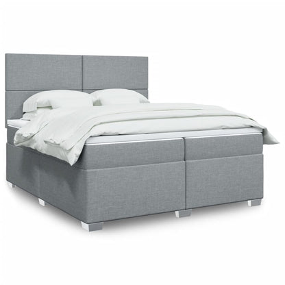 Box Spring Postel S Matrací Textil Světle Šedá