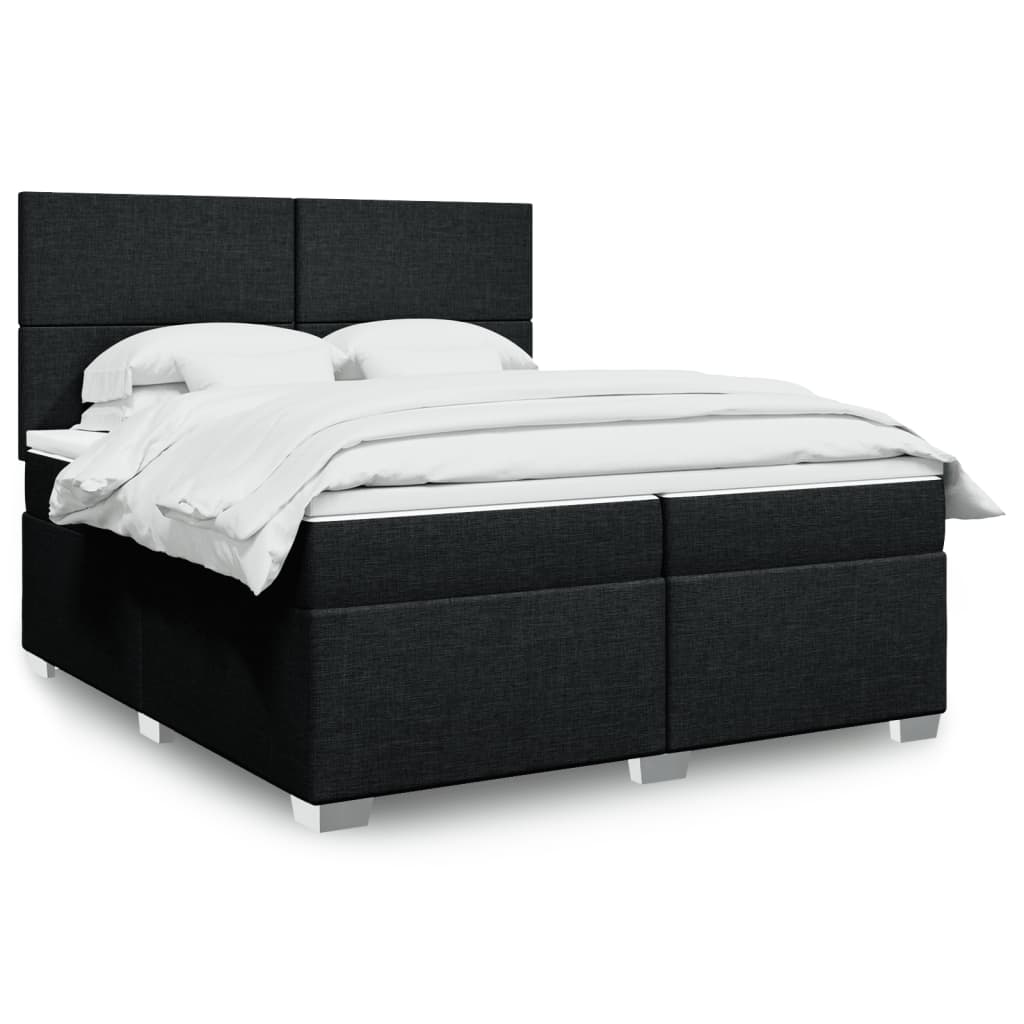 Box Spring Postel S Matrací Černá Textil Černá