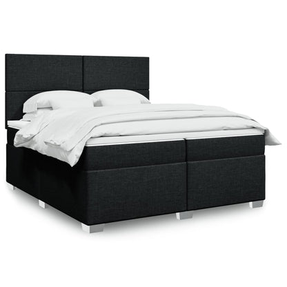 Box Spring Postel S Matrací Černá Textil Černá