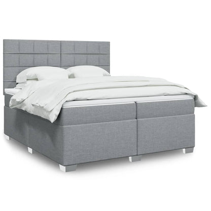 Box Spring Postel S Matrací Textil Světle Šedá