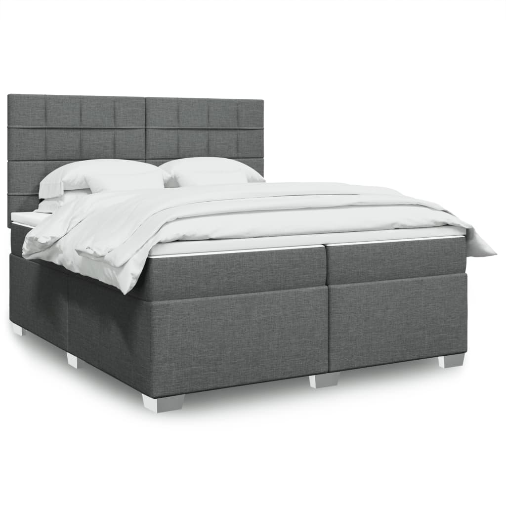 Box Spring Postel S Matrací Textil Tmavě Šedá