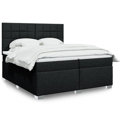 Box Spring Postel S Matrací Černá Textil Černá