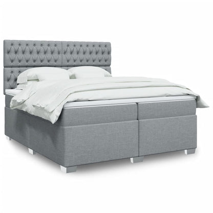 Box Spring Postel S Matrací Textil Světle Šedá