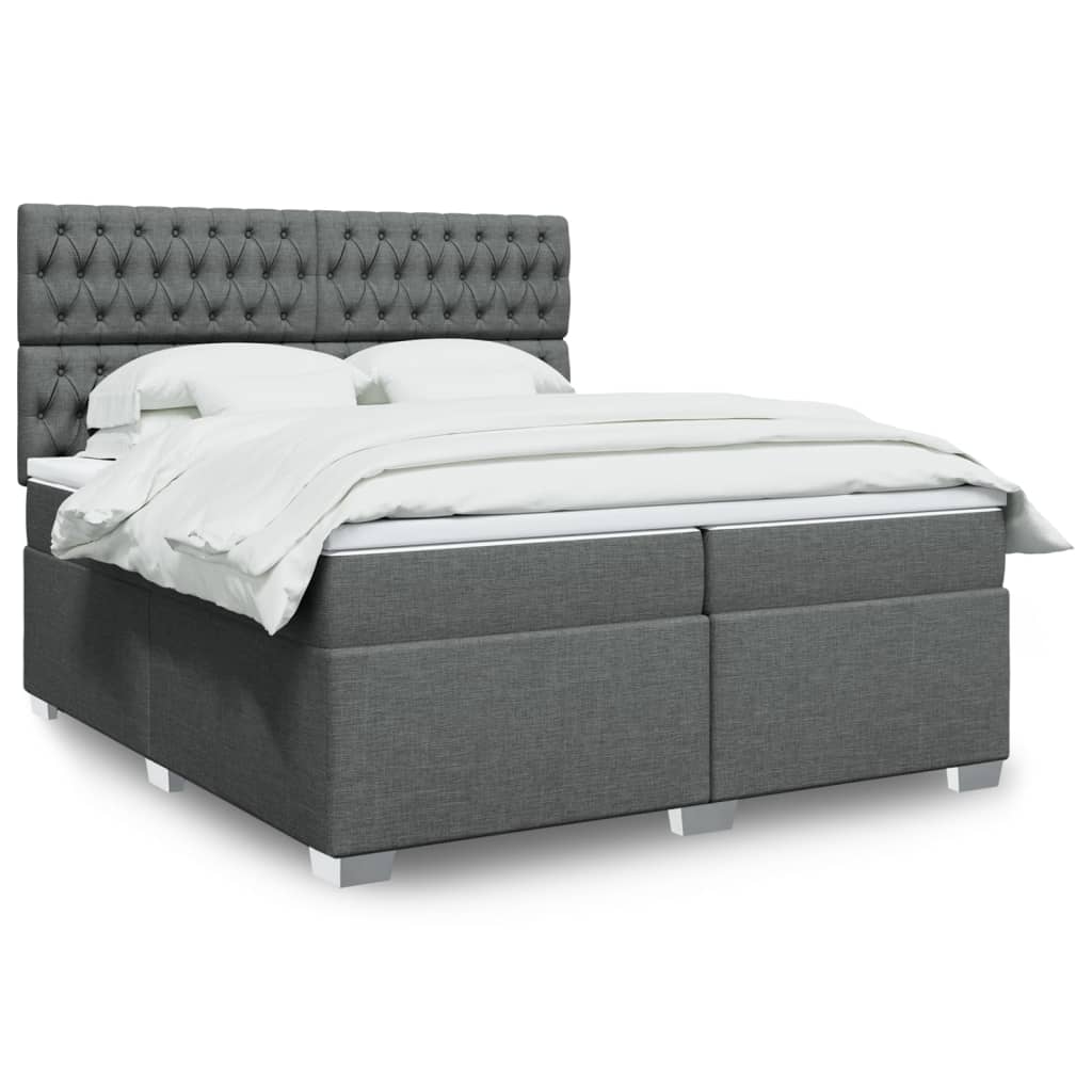 Box Spring Postel S Matrací Textil Tmavě Šedá