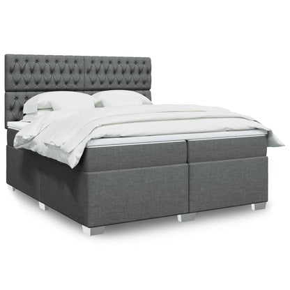 Box Spring Postel S Matrací Textil Tmavě Šedá