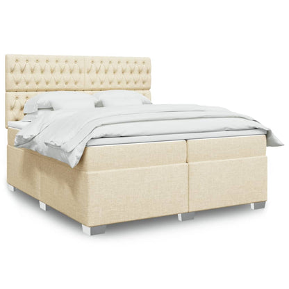 Box Spring Postel S Matrací Textil Krémová