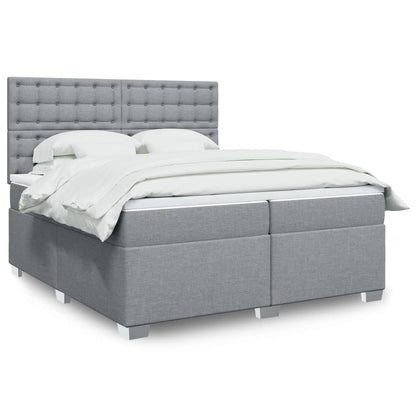 Box Spring Postel S Matrací Textil Světle Šedá