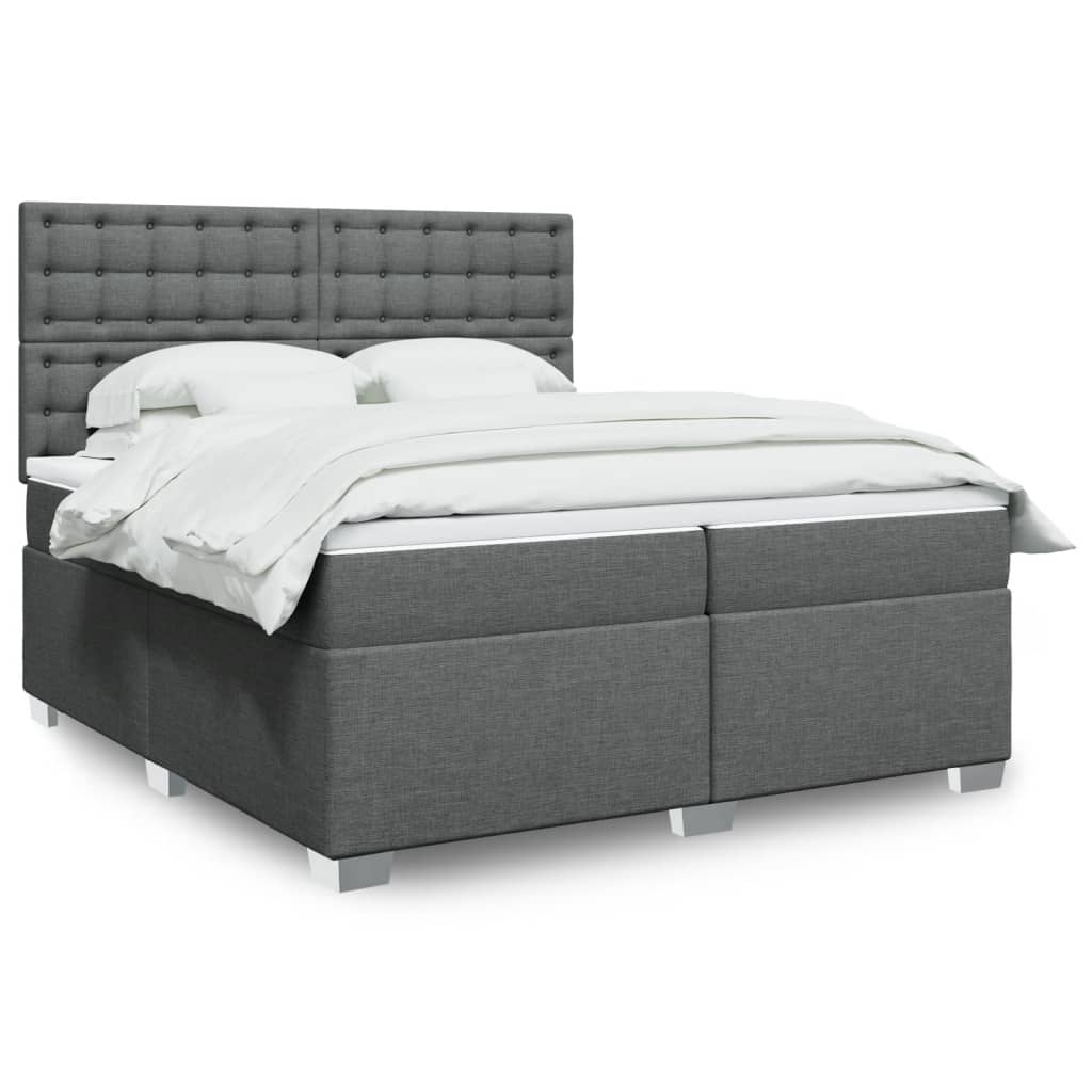 Box Spring Postel S Matrací Textil Tmavě Šedá