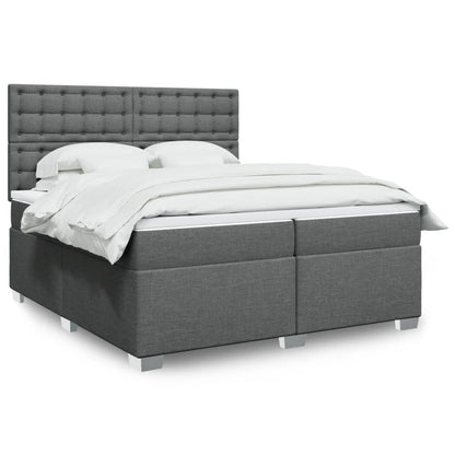 Box Spring Postel S Matrací Textil Tmavě Šedá
