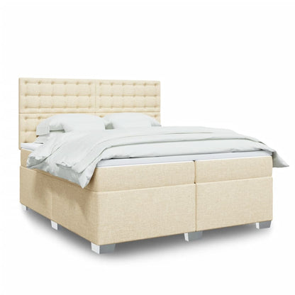 Box Spring Postel S Matrací Textil Krémová