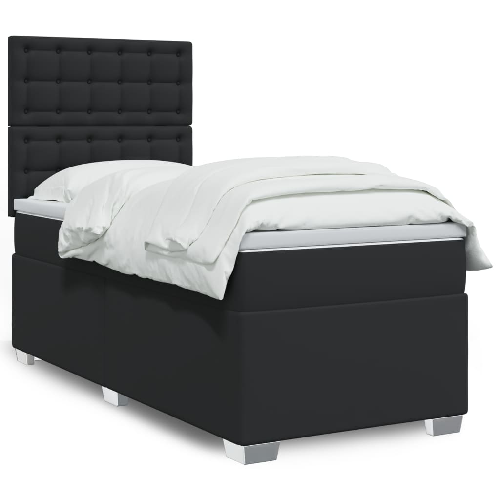 Box Spring Postel S Matrací Šedá Umělá Kůže