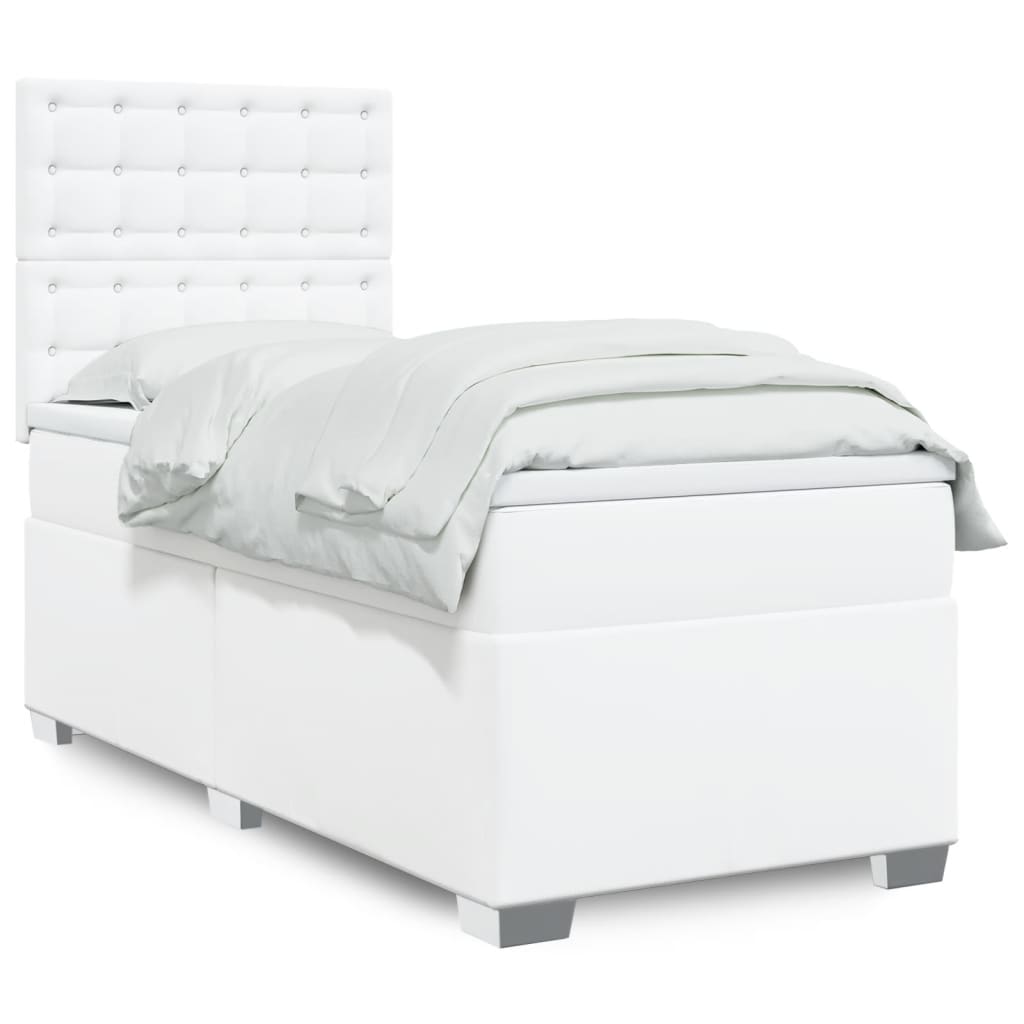 Box Spring Postel S Matrací Šedá Umělá Kůže