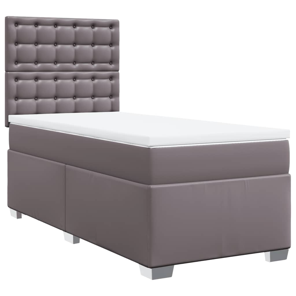Box Spring Postel S Matrací Šedá Umělá Kůže