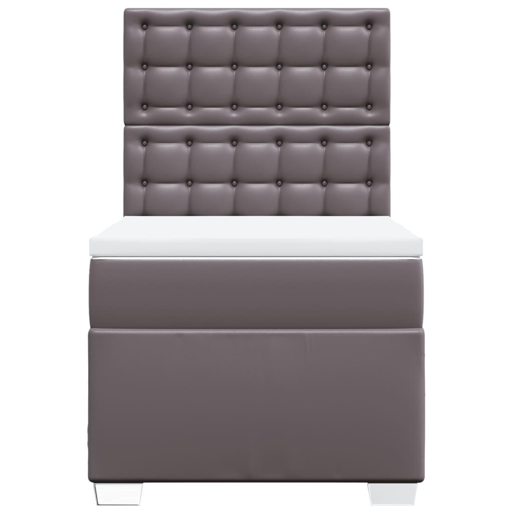 Box Spring Postel S Matrací Šedá Umělá Kůže