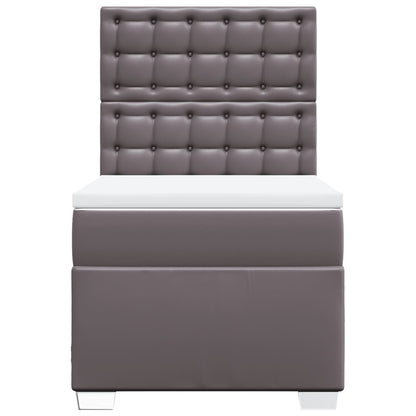 Box Spring Postel S Matrací Šedá Umělá Kůže