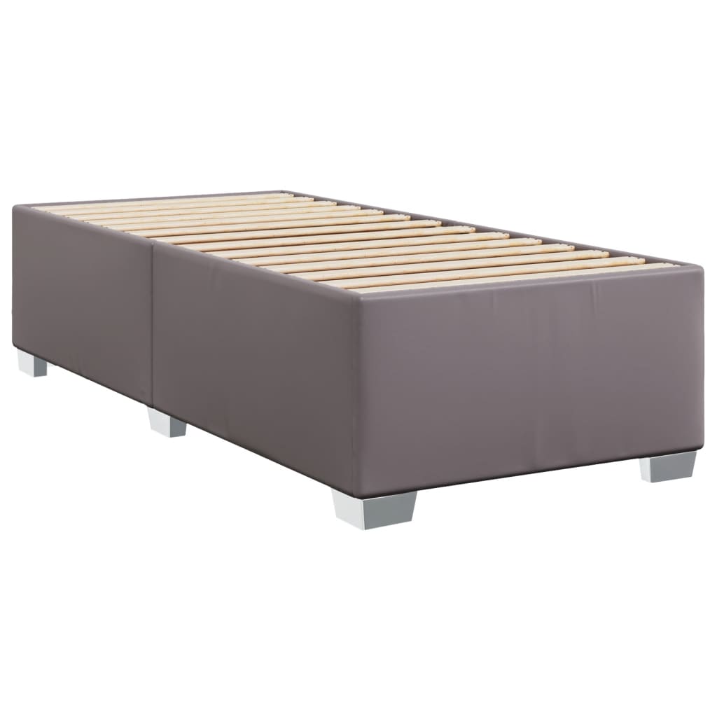 Box Spring Postel S Matrací Šedá Umělá Kůže