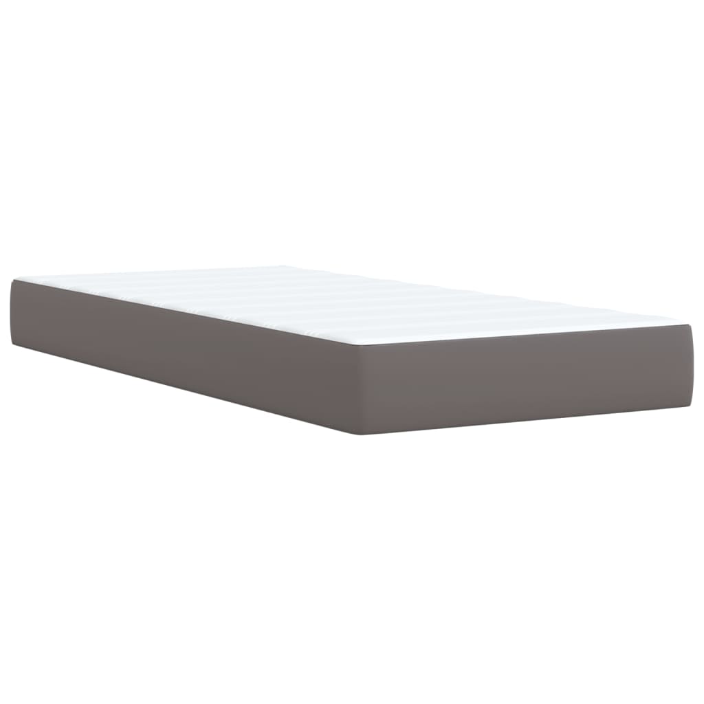 Box Spring Postel S Matrací Šedá Umělá Kůže