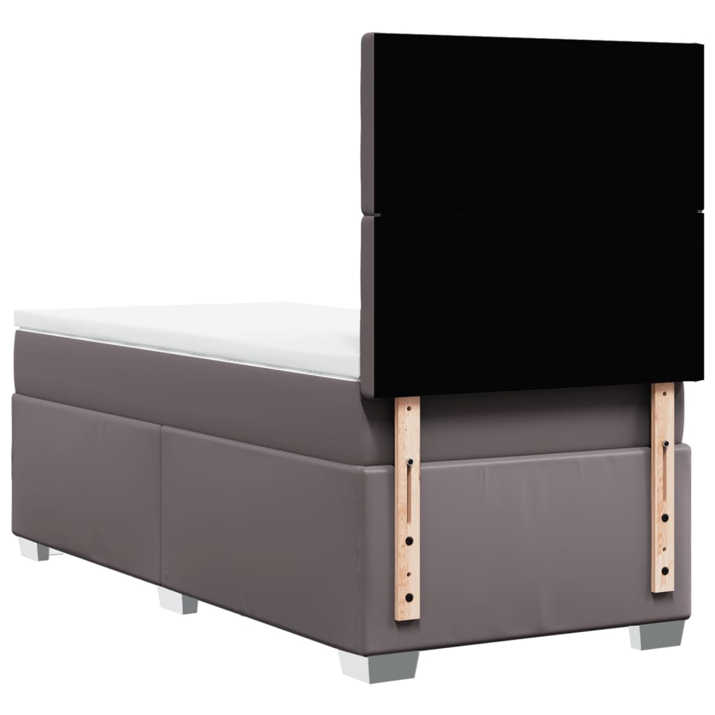 Box Spring Postel S Matrací Šedá Umělá Kůže