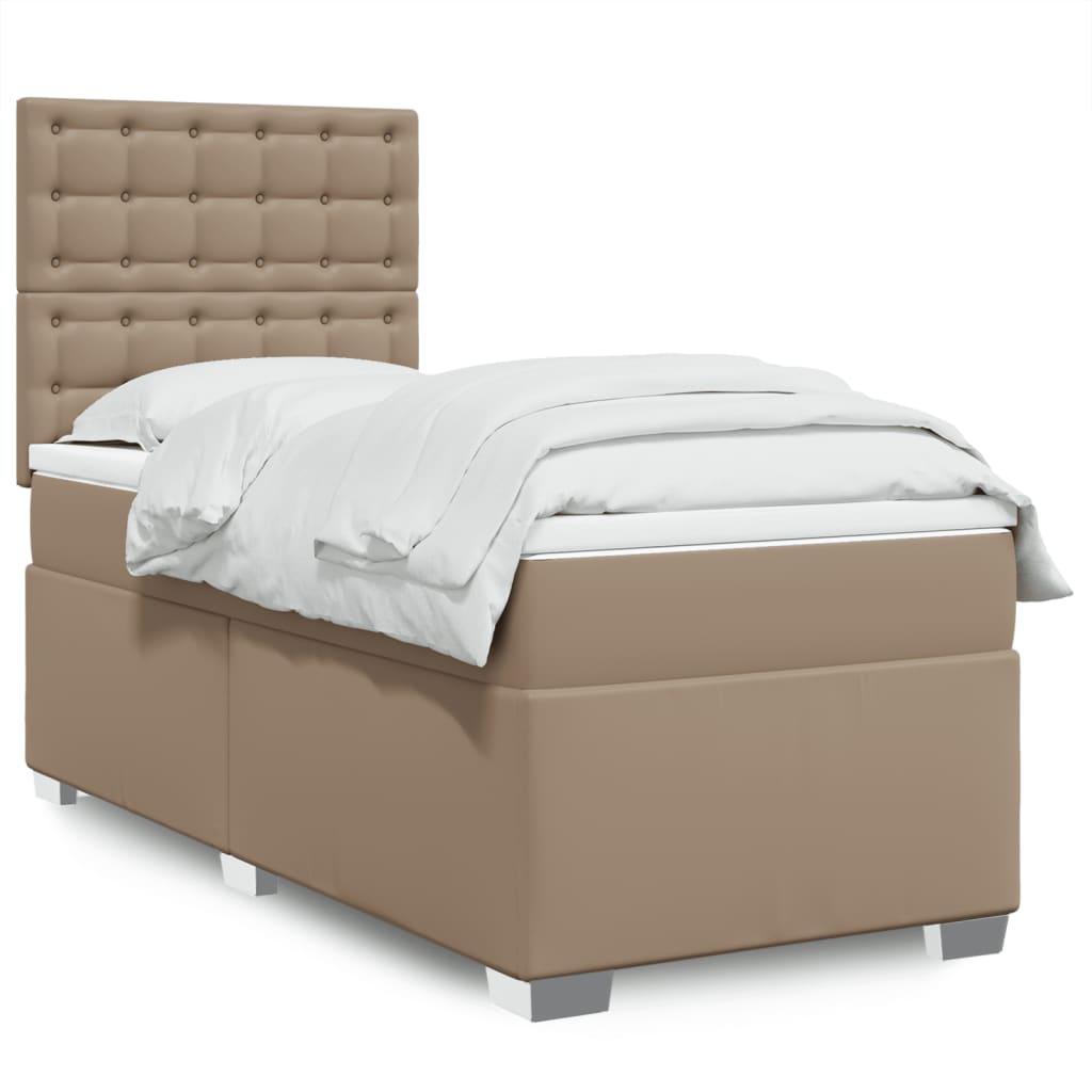 Box Spring Postel S Matrací Šedá Umělá Kůže