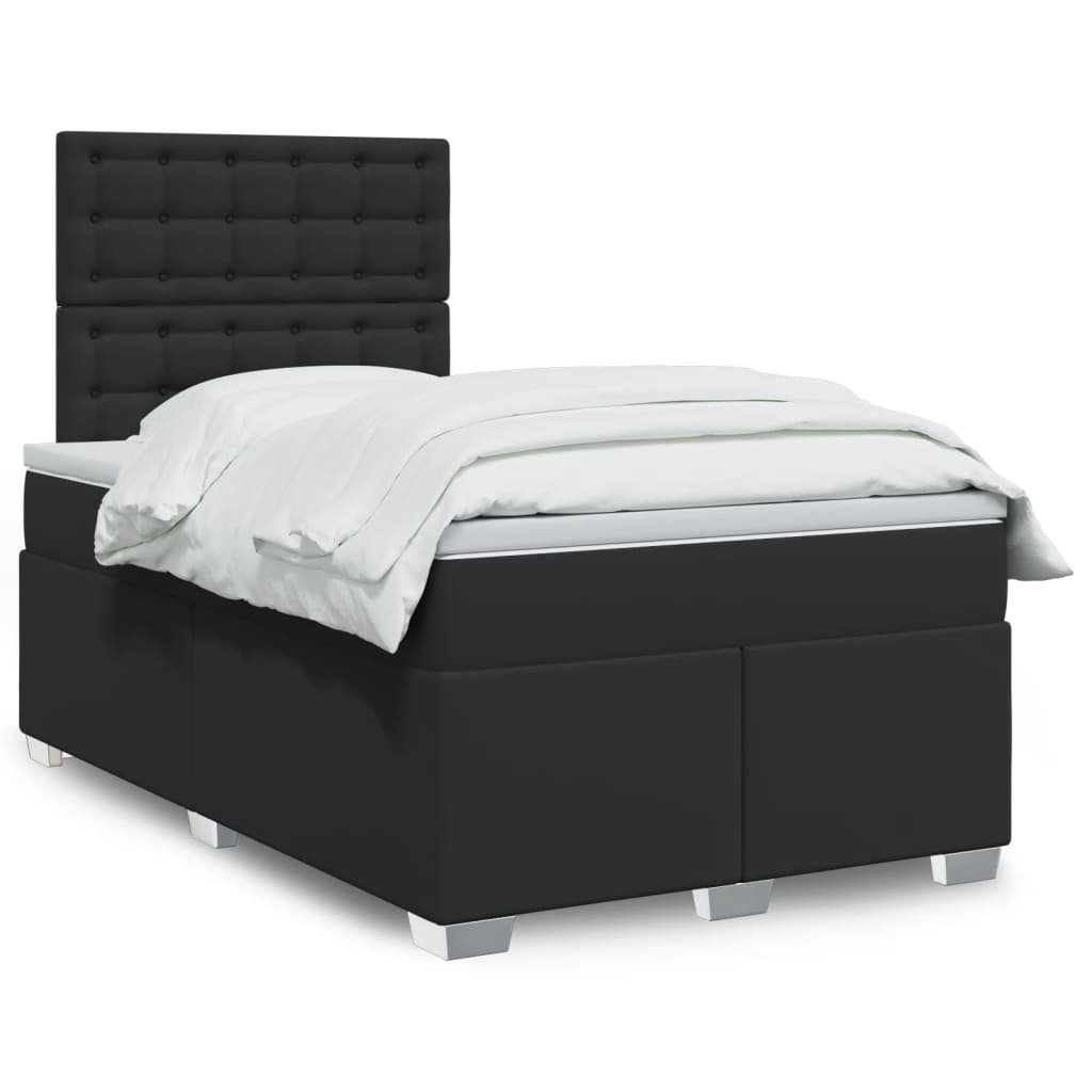 Box Spring Postel S Matrací Šedá Umělá Kůže