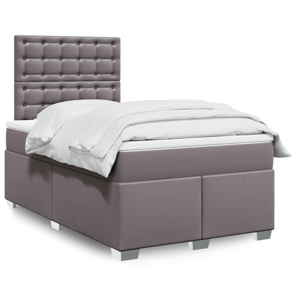 Box Spring Postel S Matrací Šedá Umělá Kůže