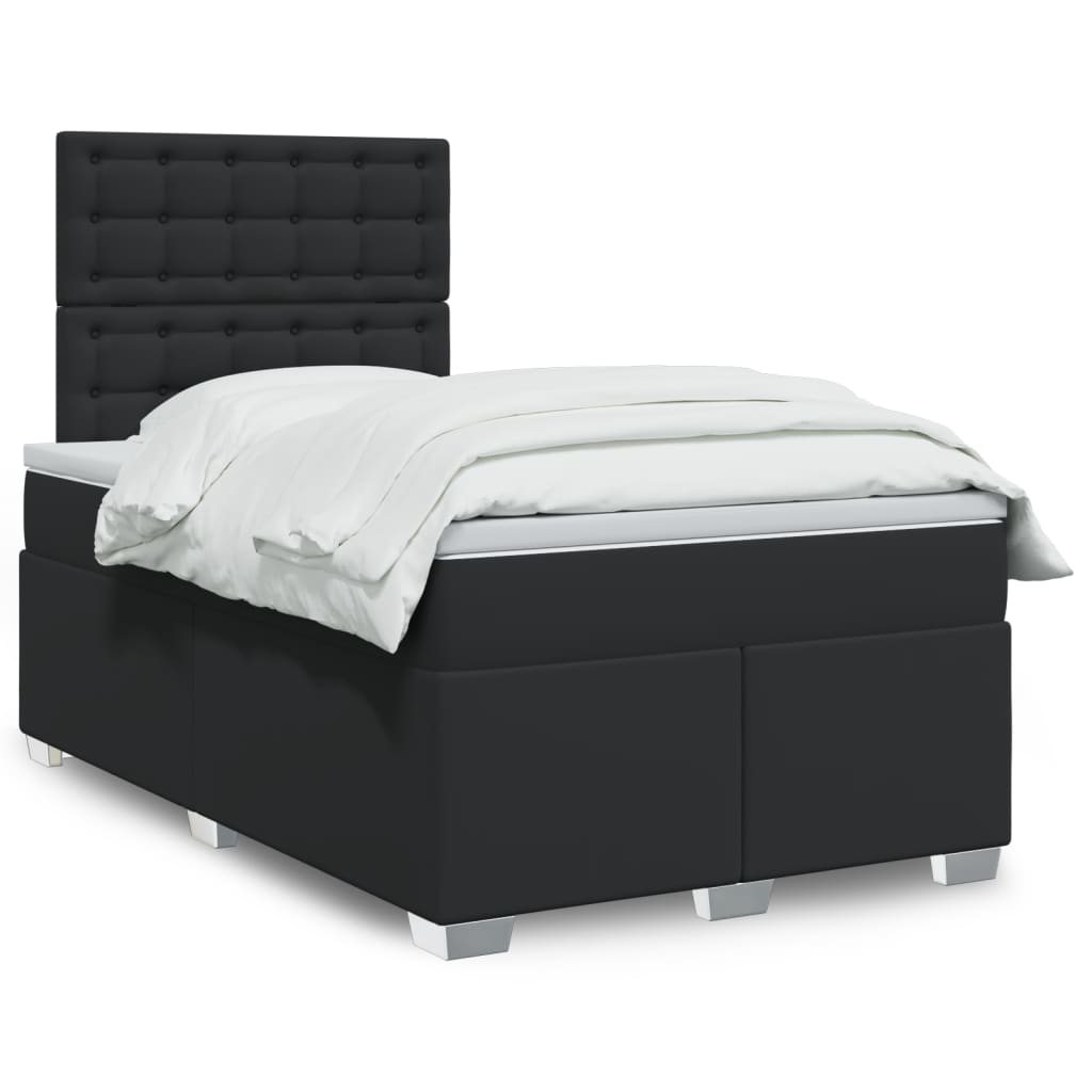 Box Spring Postel S Matrací Šedá Umělá Kůže