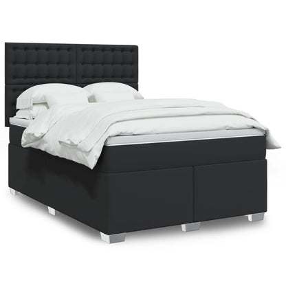 Box Spring Postel S Matrací Šedá Umělá Kůže