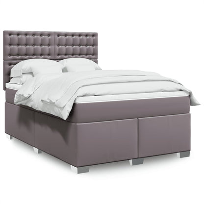 Box Spring Postel S Matrací Šedá Umělá Kůže