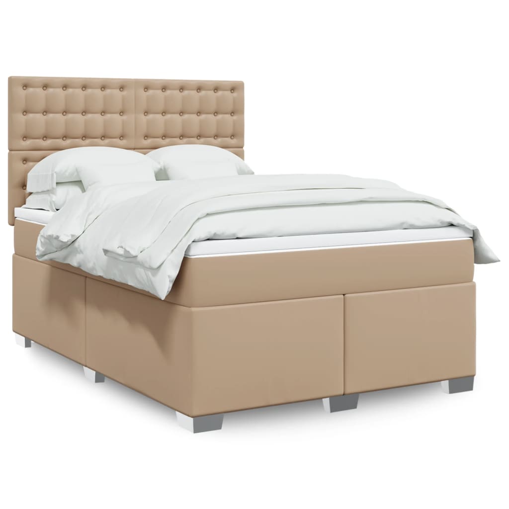 Box Spring Postel S Matrací Šedá Umělá Kůže