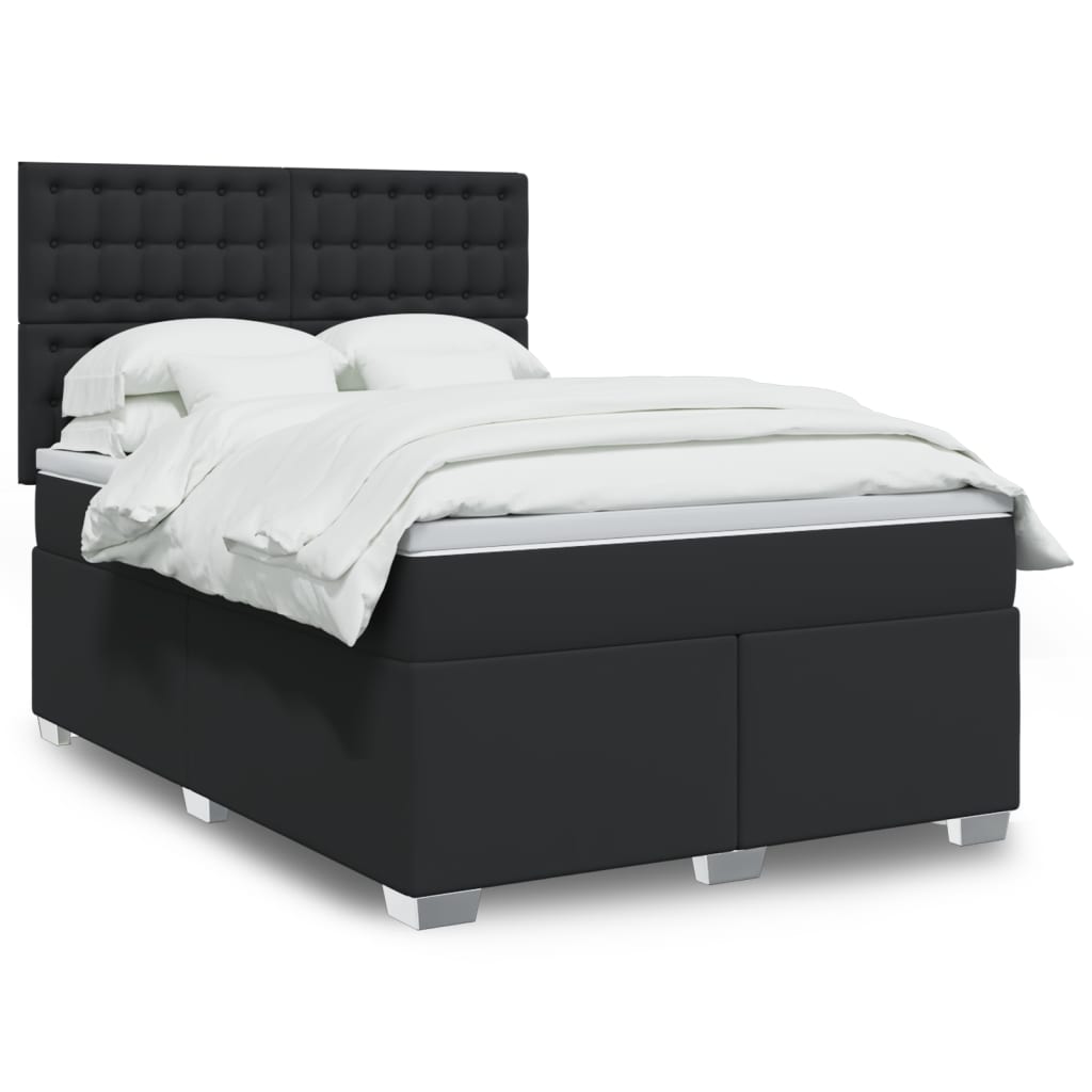Box Spring Postel S Matrací Šedá Umělá Kůže