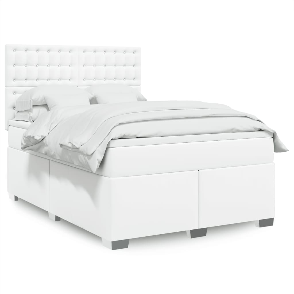 Box Spring Postel S Matrací Šedá Umělá Kůže