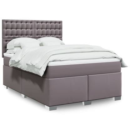 Box Spring Postel S Matrací Šedá Umělá Kůže