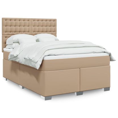 Box Spring Postel S Matrací Šedá Umělá Kůže