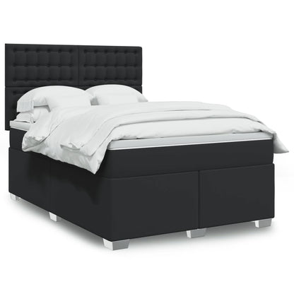 Box Spring Postel S Matrací Šedá Umělá Kůže