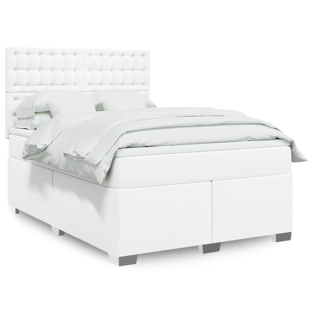 Box Spring Postel S Matrací Šedá Umělá Kůže
