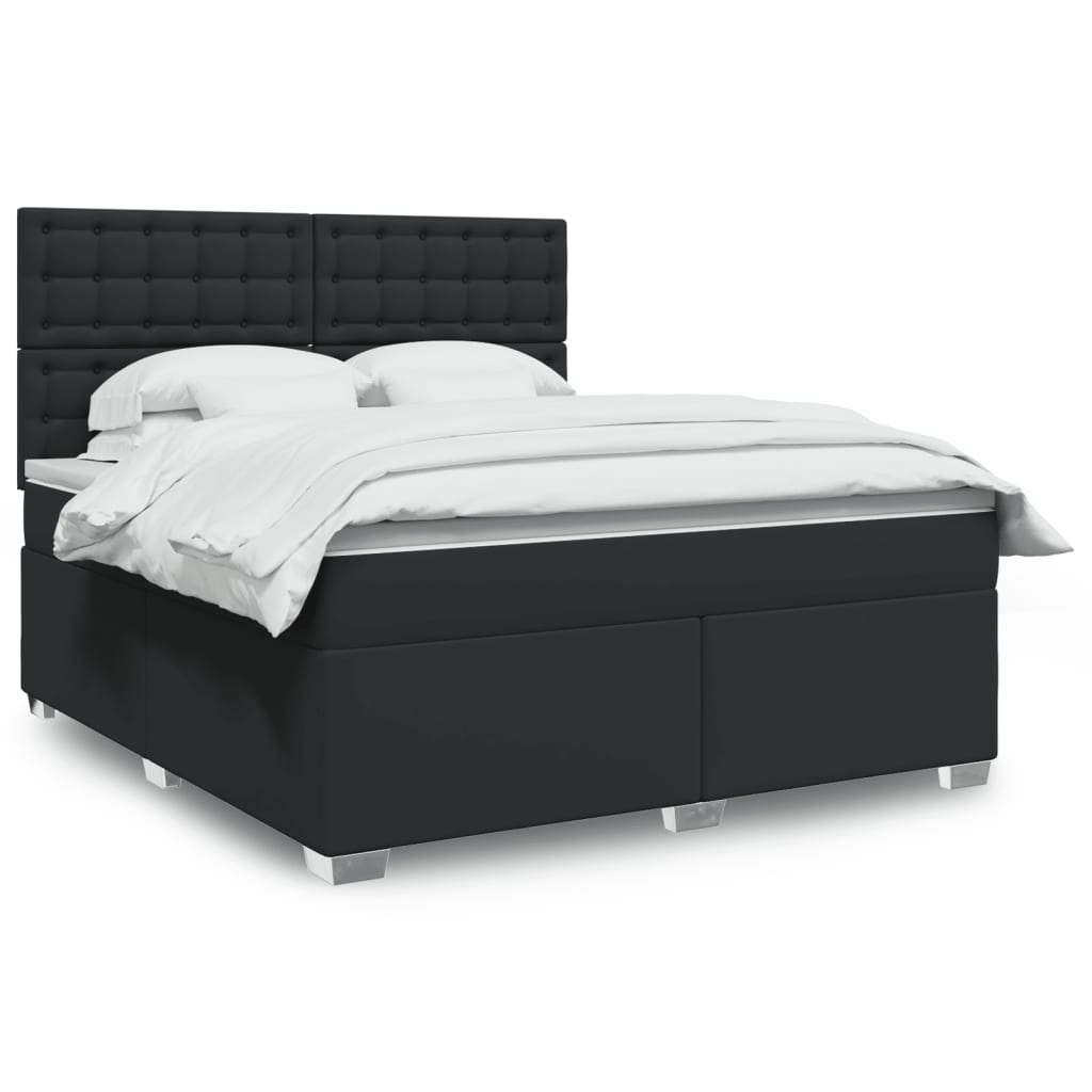 Box Spring Postel S Matrací Šedá Umělá Kůže