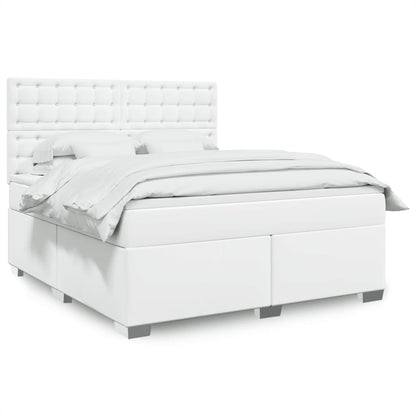 Box Spring Postel S Matrací Šedá Umělá Kůže