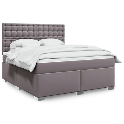 Box Spring Postel S Matrací Šedá Umělá Kůže