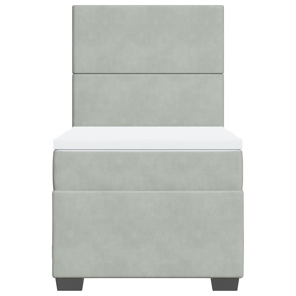 Box Spring Postel S Matrací Samet Světle Šedá