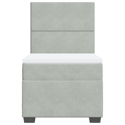 Box Spring Postel S Matrací Samet Světle Šedá