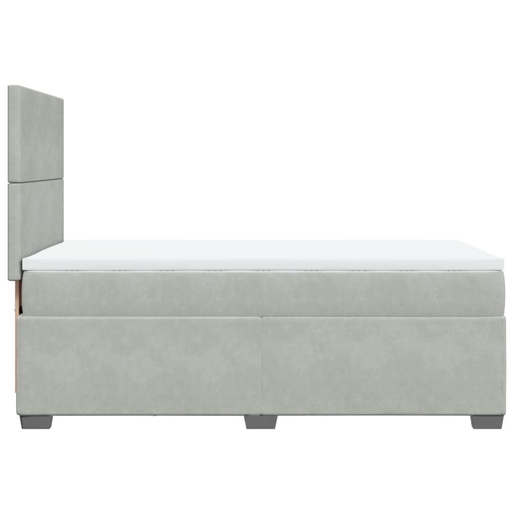 Box Spring Postel S Matrací Samet Světle Šedá