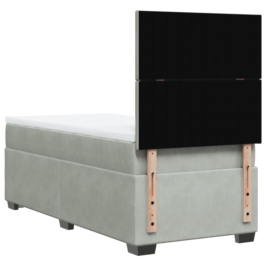 Box Spring Postel S Matrací Samet Světle Šedá