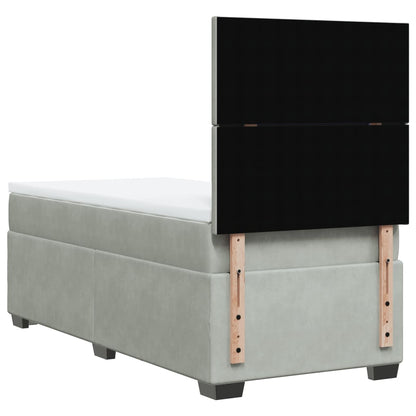 Box Spring Postel S Matrací Samet Světle Šedá