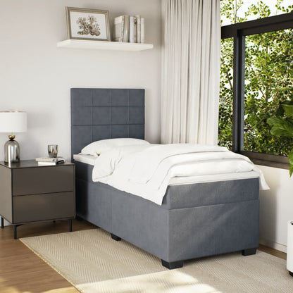 Box Spring Postel S Matrací Samet Tmavě Šedá