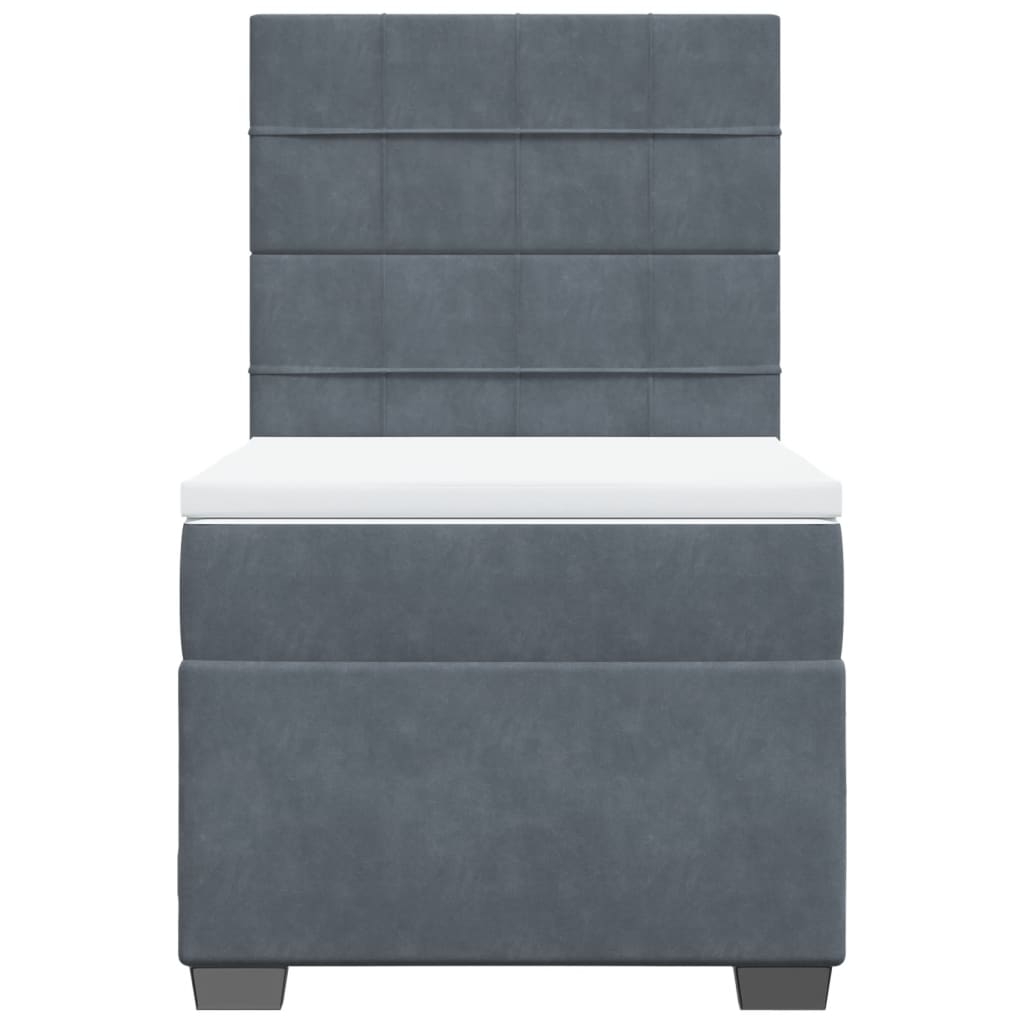 Box Spring Postel S Matrací Samet Tmavě Šedá