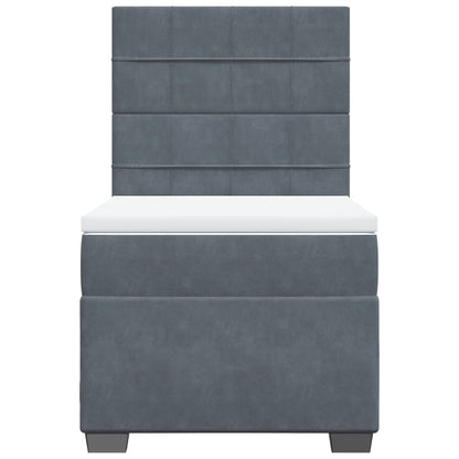 Box Spring Postel S Matrací Samet Tmavě Šedá