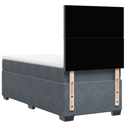 Box Spring Postel S Matrací Samet Tmavě Šedá