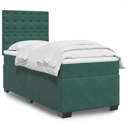 Box Spring Postel S Matrací Samet Tmavě Zelená
