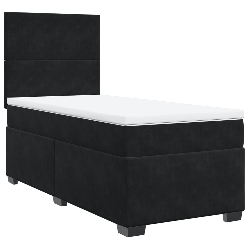 Box Spring Postel S Matrací Černá Samet Černá